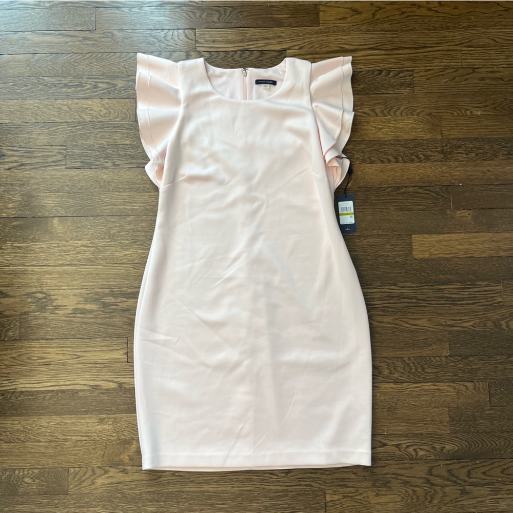 Tommy Hilfiger Light Pink Sheath Dress with Ruffle Sleeves